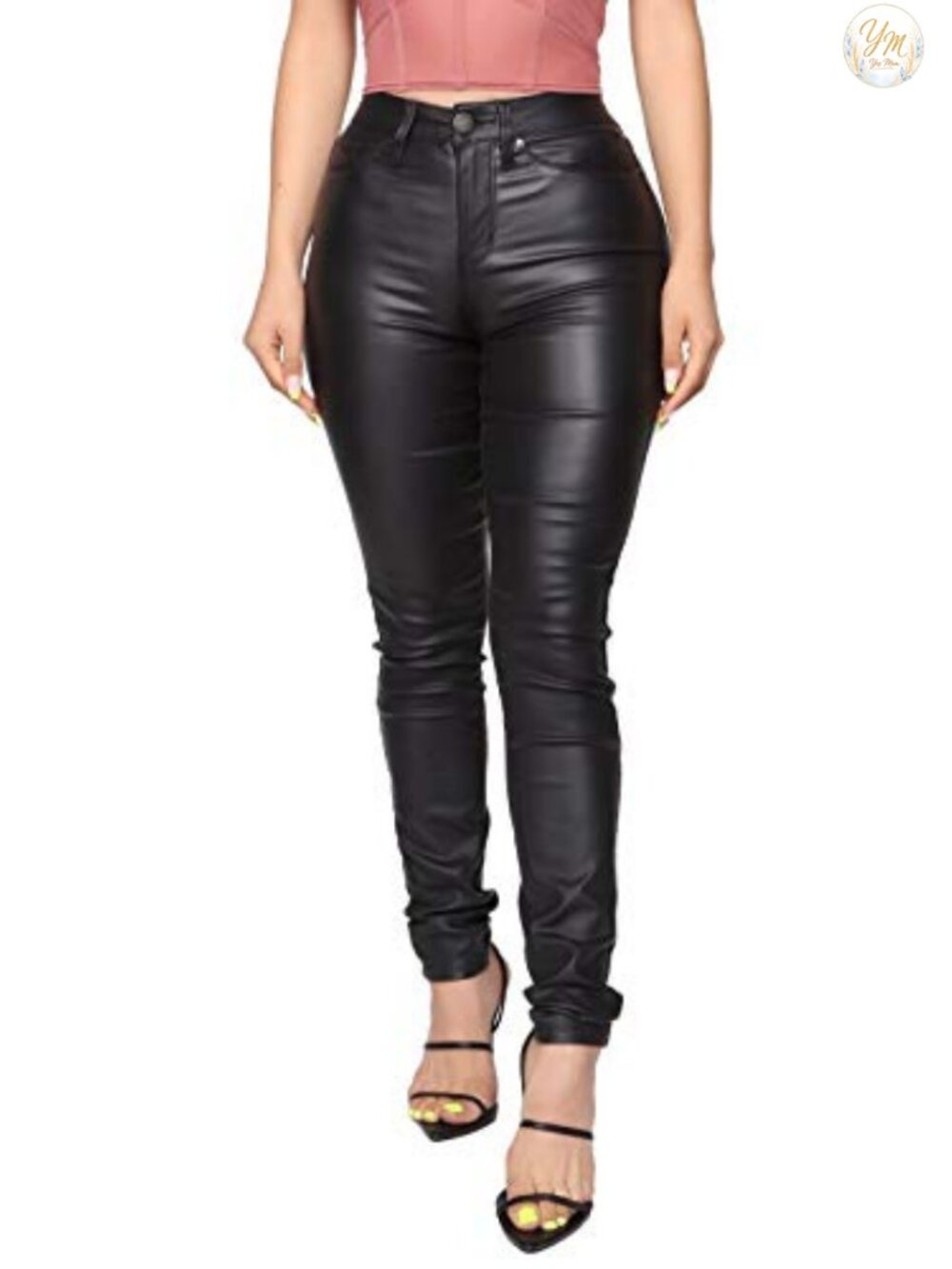 Women's High Waisted Faux Leather PU Coated Leggings Skinny High Rise Stretch